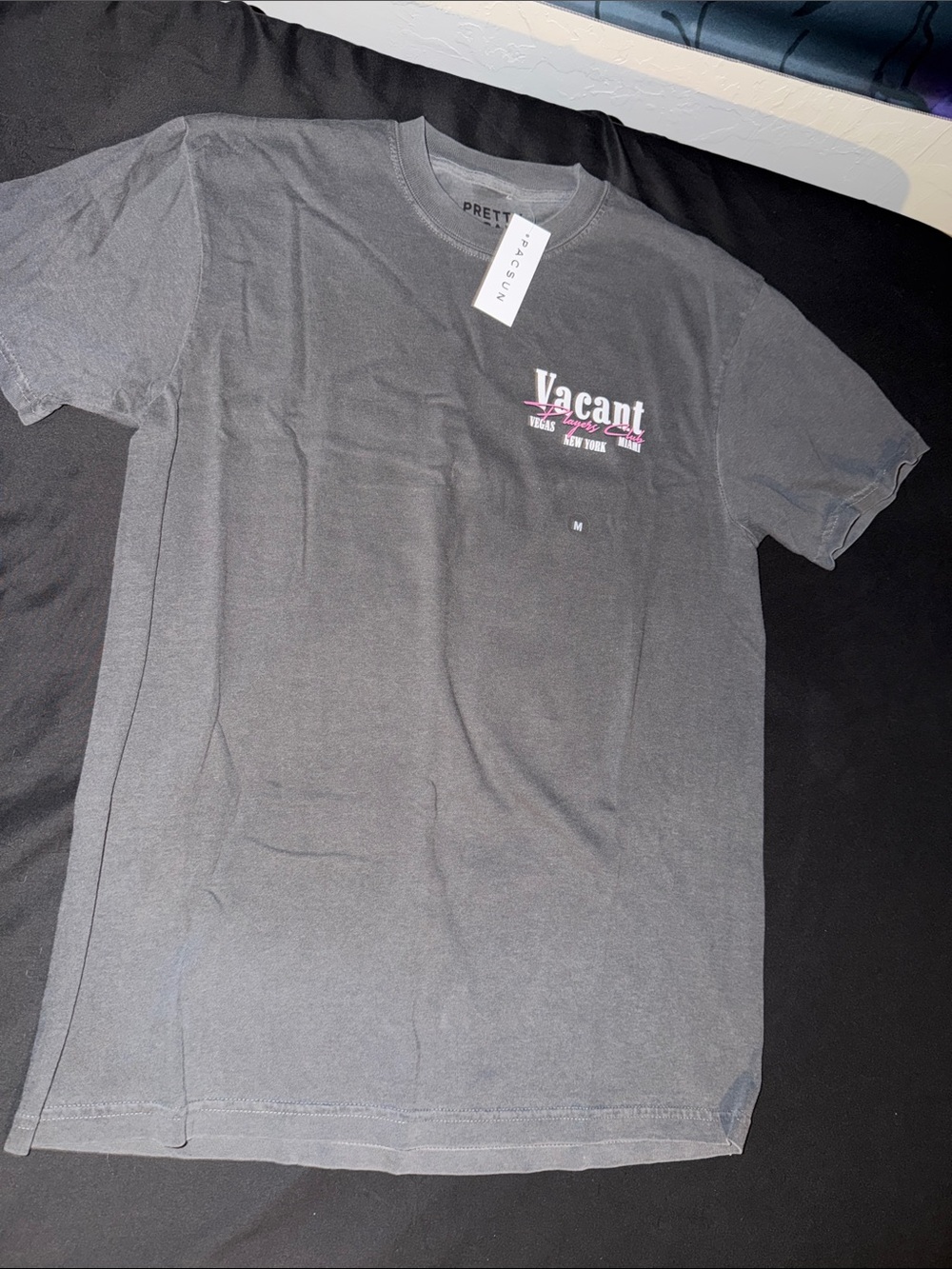 PacSun Vacant Graphic Tee - Gray with Pink and White Logo